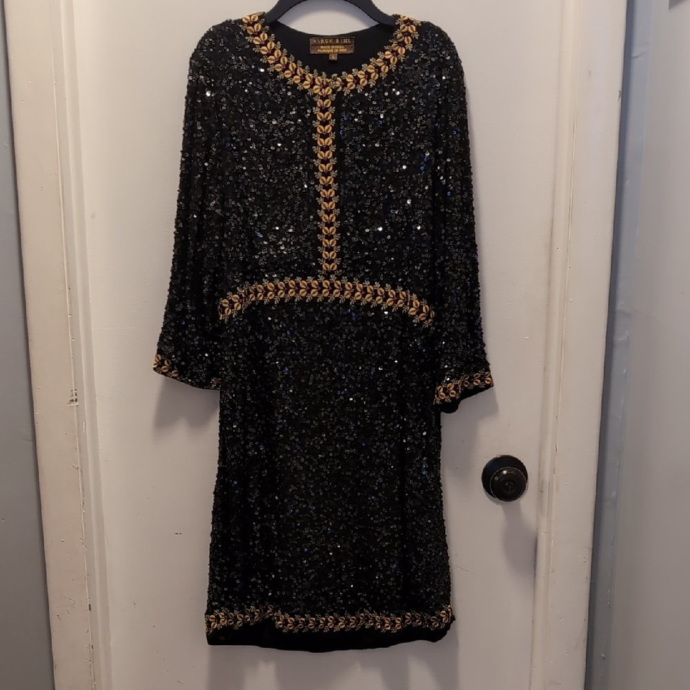 Anthropologie Varun Bahl Sequin Long Sleeve Dress